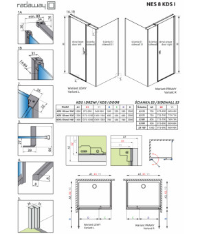 Створка дверей подвижная Radaway Nes 8 KDS I 10073120-54-01