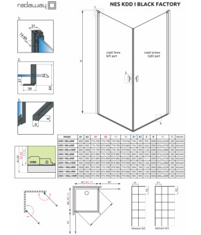 Часть кабины Radaway Nes Black KDD I Factory 90 10021090-54-55