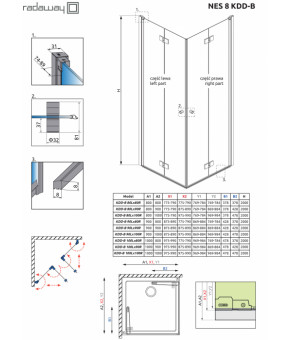 Часть кабины Radaway Nes 8 Black KDD B 80 10074080-54-01