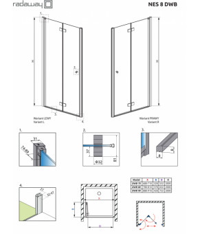 Душові двері Radaway Nes 8 DWB 90 10079090-01-01