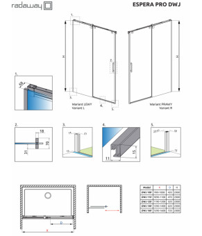 Створка дверей подвижная Radaway Espera Pro DWJ 10090160-01-01