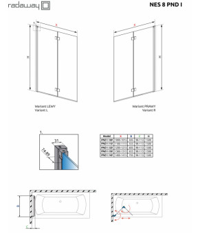 Шторка для ванны Radaway Nes 8 PND I 130 10060130-01-01