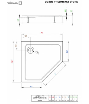 Поддон Radaway Doros PT Compact SDRPTP9090-05-64S