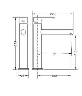 Смеситель для раковины Genebre Oslo Black, средний (65134194166)