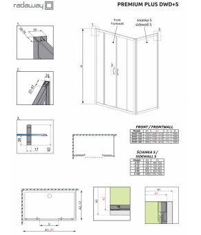 Фронтальная часть Radaway Premium Plus DWD S 160 33363-01-01N