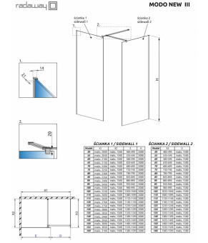 Душевая перегородка Radaway Modo New III 50 389054-01-01
