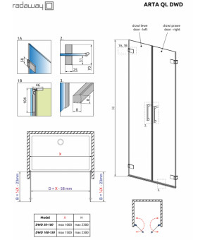 Створка двери Radaway Arta QL DWD 10102508-03-01
