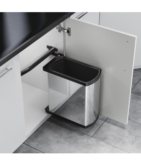Мусорное ведро 18л HAILO AS Uno 18 stainless steel/black, 341810