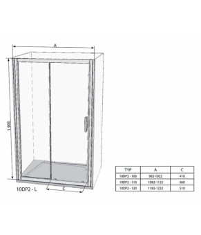 Душевая дверь Ravak 10° 10DP2 110 Transparent (0ZVD0C00Z1)
