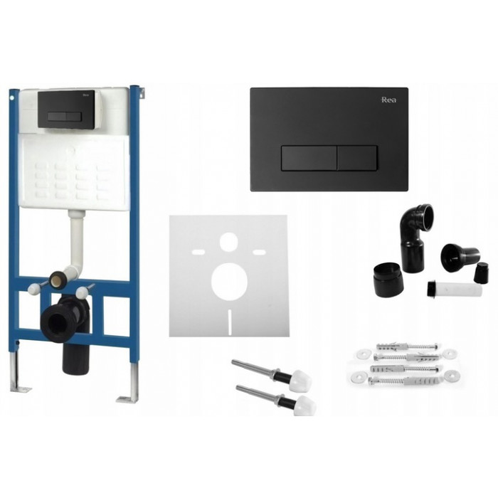 Комплект инсталляции Rea 6w1 Slim 9cm WC H Черный REA-E3650