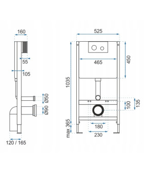 Комплект инсталляции Rea 6w1 9cm WC F Черный REA-E3652