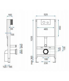 Комплект инсталляции Rea 6w1 Slim 9cm WC H Черный REA-E3650