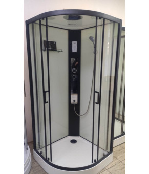 Душовий бокс Veronis BN-4-90 white (black) 90*90см, піддон - низький (VE-BN490WHITEBL)