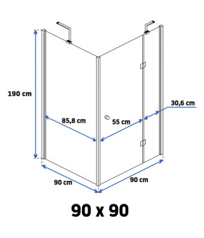 Кабина для душа REA квадратная без поддона MADOX 90x90x190см прозрачный витраж 6мм профиль хром REA-K4527