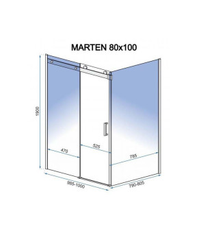 Душевая кабина REA прямоугольная без поддона Marten 80x100 см прозрачный витраж 6 мм профиль хром REA-K4000