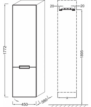 Пенал Jacob Delafon Reve EB1141D-G1C