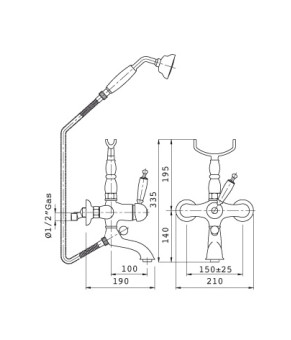 Змішувач для ванни BUGNATESE OXFORD CR6300