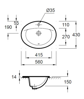 Умывальник Jacob Delafon Patio E4155-00