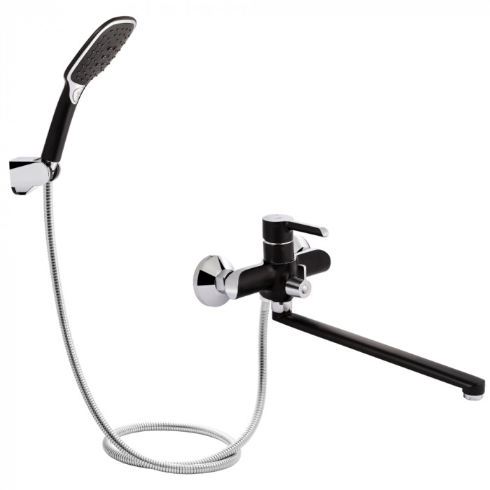 Смеситель для ванны Qtap Grand с душем (QTGRABCR005 Chrome/Black)