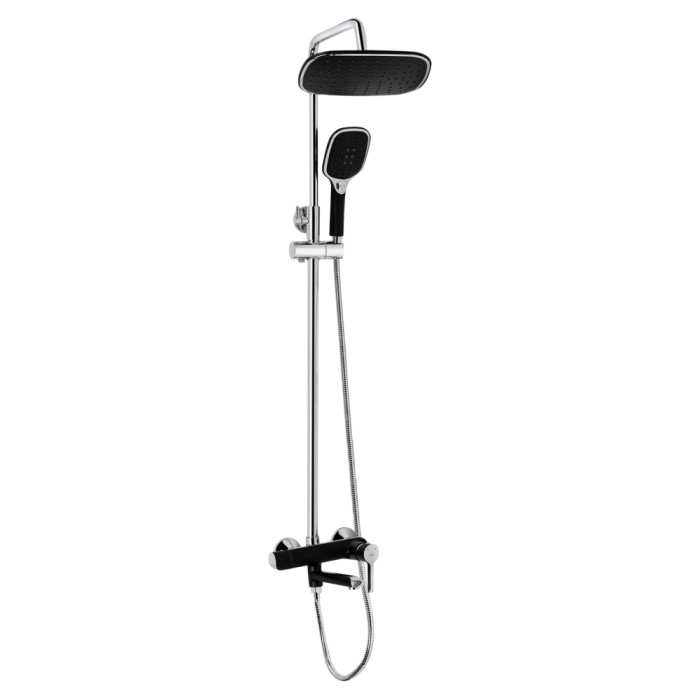 Універсальна душова система Qtap Grand на три споживачі (з виливом) QTGRABCR1004 Chrome/Black (SD00039609)
