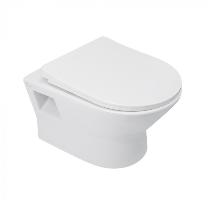Унитаз подвесной Qtap Lark безободковый с сиденьем Slim Soft-close QT0331159W