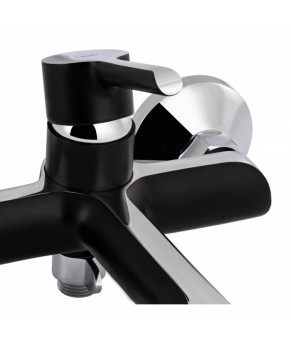 Смеситель для ванны Qtap Grand QTGRABCR006 Chrome/Black (с душем)
