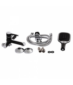 Смеситель для ванны Qtap Grand QTGRABCR006 Chrome/Black (с душем)