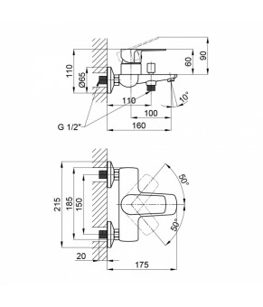 Смеситель для ванны Qtap Planice 3015107DC