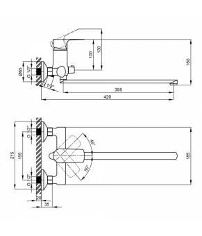 Смеситель для ванны Qtap Svitava 3211107GC