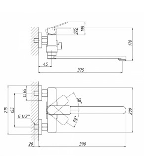 Смеситель для ванны Qtap Namesti 3225102GC