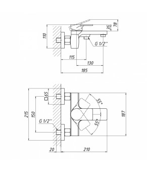 Смеситель для ванны Qtap Vlasta 3028102GC