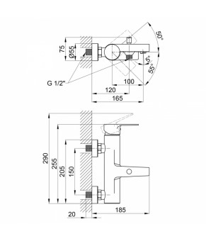 Смеситель для ванны Qtap Stenava 3045102DC