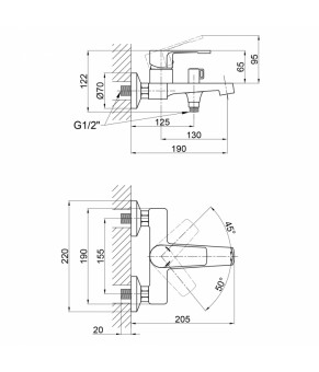 Смеситель для ванны Qtap Vitkov 3019104GC