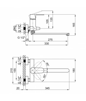 Смеситель для ванны Qtap Vranov 3218104GC