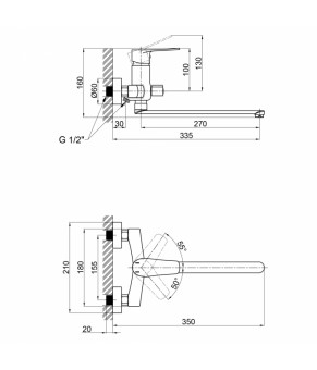 Смеситель для ванны Qtap Terezin 3224101GC