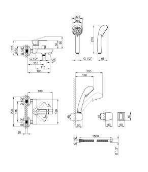 Смеситель для ванны Qtap Alza 3051104GC