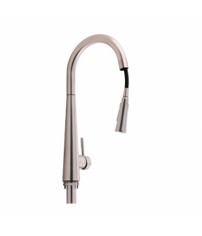 Смеситель для кухни Qtap Evicka с выдвижным изливом Brushed Nickel PVD (QTEVI91103UN)