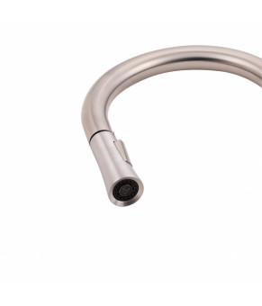 Смеситель для кухни Qtap Evicka с выдвижным изливом Brushed Nickel PVD (QTEVI91103UN)