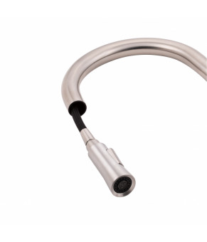 Смеситель для кухни Qtap Evicka с выдвижным изливом Brushed Nickel PVD (QTEVI91103UN)