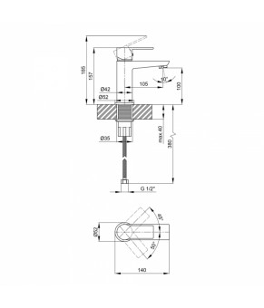 Смеситель для раковины Qtap Ustek 1016107CW