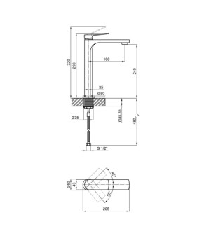 Смеситель для раковины Qtap Slavonice высокий QTSLV10H42103C Chrome (SD00042906)