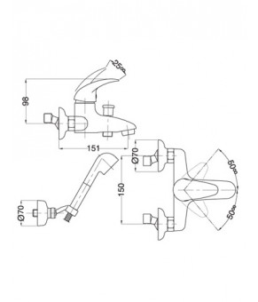 Смеситель для ванны с ручным душем BUGNATESE TOBY CR1802