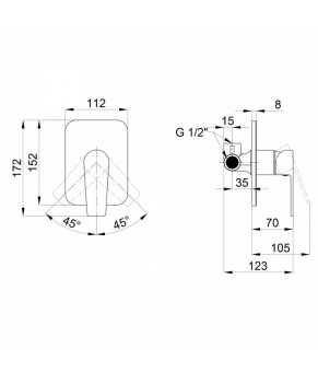 Смеситель скрытого монтажа для душа Qtap Stenava 6045102C