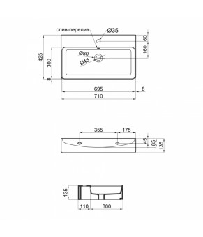 Раковина Qtap Nando с донным клапаном QT1211K427W