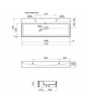 Раковина Qtap Nando с донным клапаном QT1211K428W