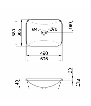 Раковина Qtap Scorpio с донным клапаном QT1411K490W