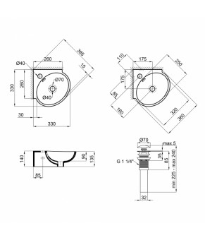 Раковина Qtap Leo с донным клапаном QT11115010W
