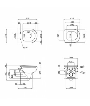 Унитаз подвесной Qtap Lark безободковый с сиденьем Slim Soft-close QT0331159W