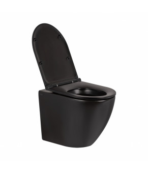 Унитаз подвесной Qtap Robin безободковый с сиденьем Slim Soft-close QT13332141ERMB