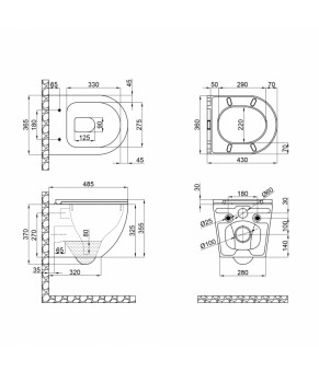 Унитаз подвесной Qtap Robin безободковый с сиденьем Slim Soft-close QT1333046ERMB